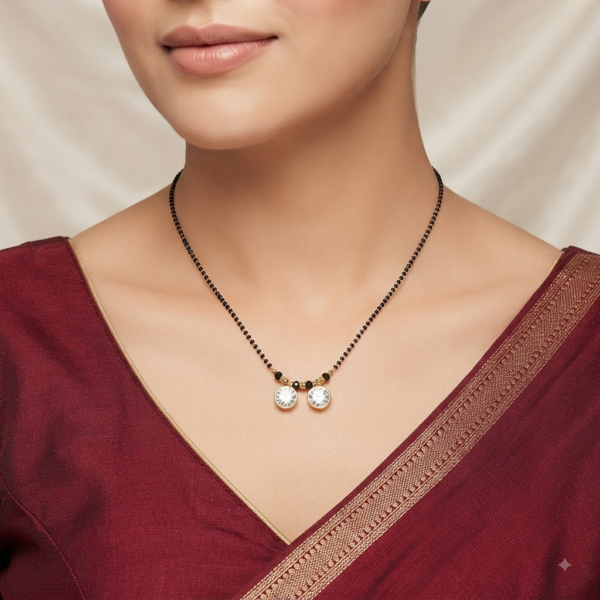 Elegant Stone Studded Mangalsutra for Women – Modern Minimalist Daily Wear Black Bead Necklace